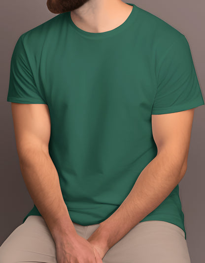 Bottle green plain T-shirt