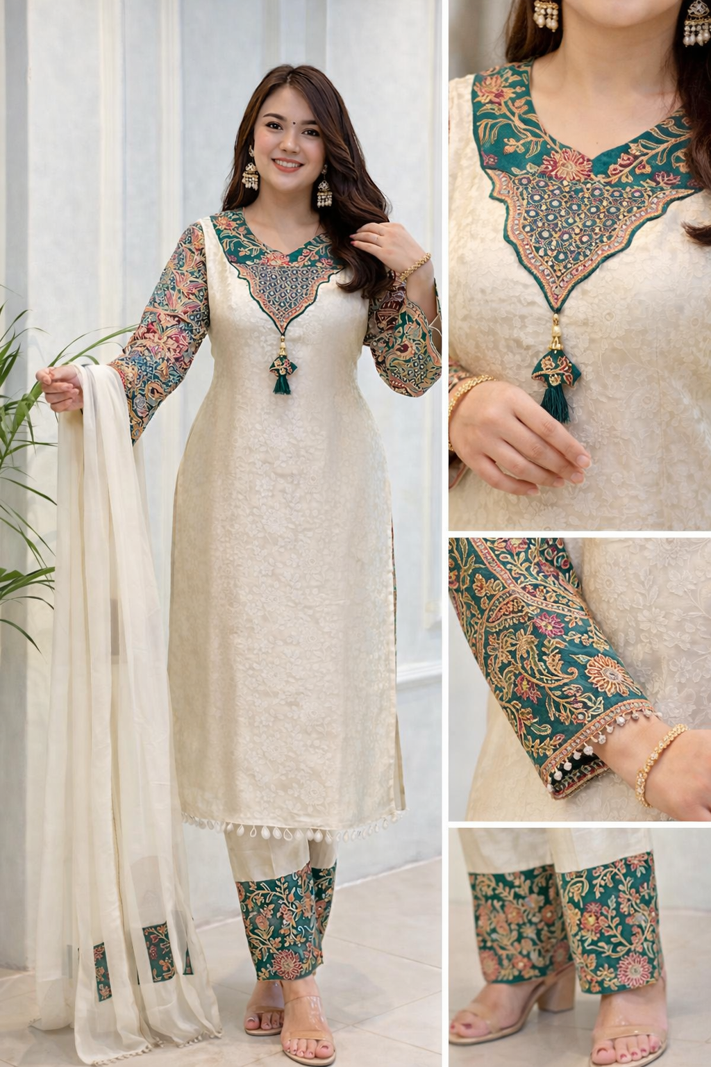 Elegant Rich Multicolor Embroidery Kurti Suit With Dupatta