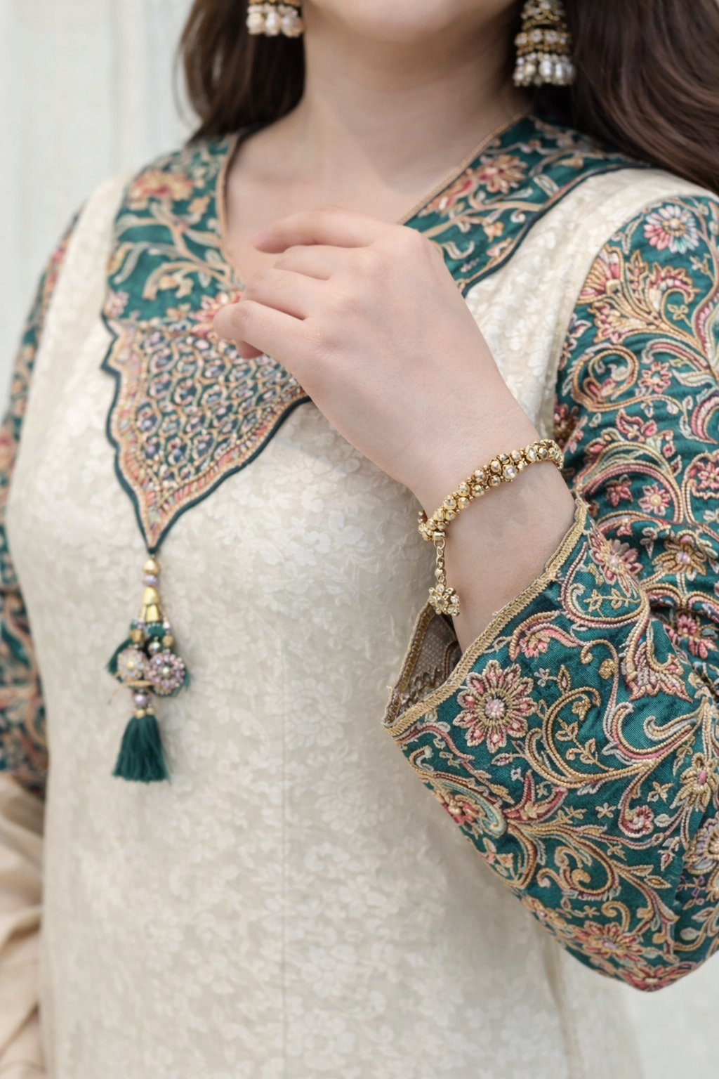 Elegant Rich Multicolor Embroidery Kurti Suit With Dupatta